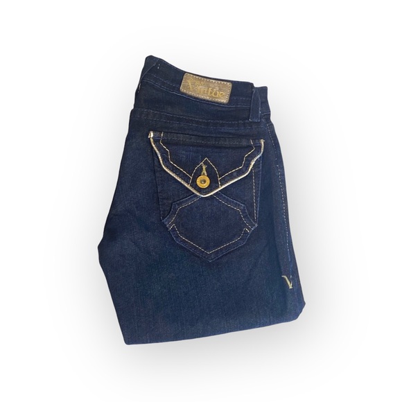 new Denim of Virtue ㋛ Y2K Justice Lurex Metallic Slim Jeans ㋛ Back Flap Pockets - Picture 12 of 16